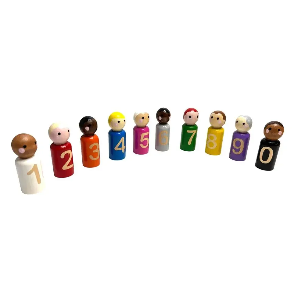 Hand Painted Peg Dolls Numbers Counting Nature Montessori Waldorf Educational